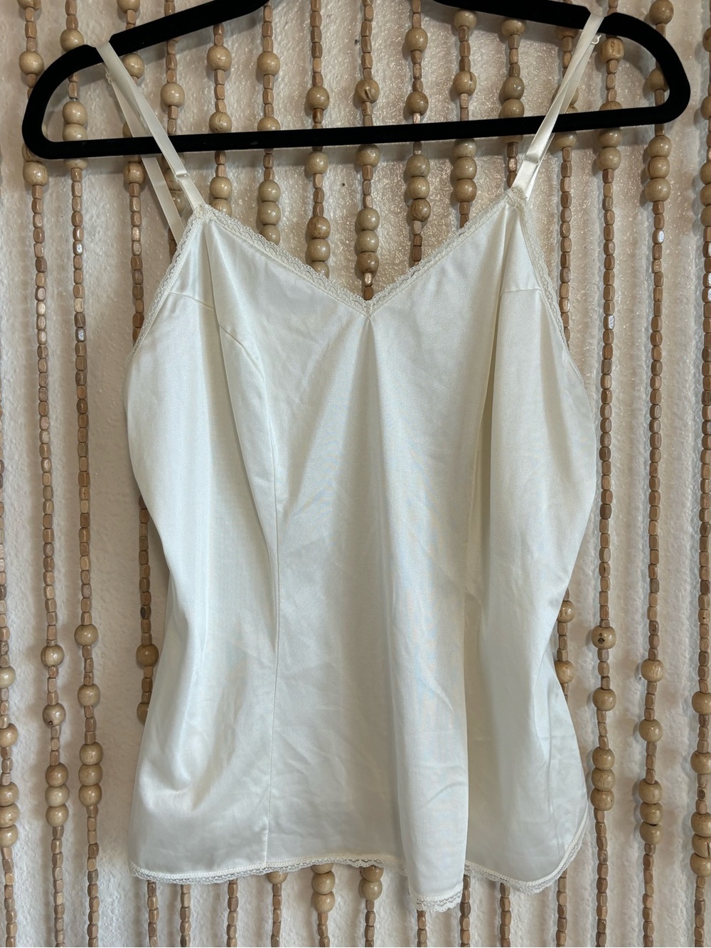 Vintage 80s Vanity Fair White Nylon Slip Cami Layering Coquette Romantic Tank M